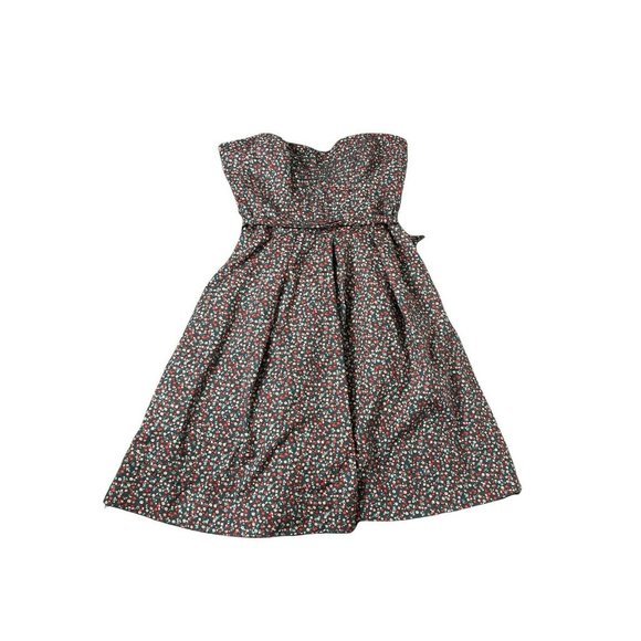 American Eagle Outfitters Dresses & Skirts - American Eagle Outfitters Strapless Dress 6 Floral Blue Zipper Tule Boned Bodice